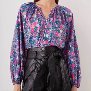 NWT Rails Women’s Indi Leilani Floral Print Cotton Top Blouse Long Sleeve